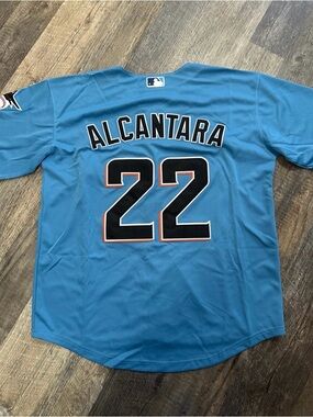 MLB Alcantara #22 Sky Blue and Black Jersey